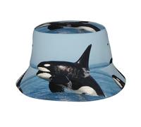 Cappello da Uomo a Secchiello con Stampa di Orca assassina, Cappello a Secchiello Casual da Esterno con Protezione UV e Protezione Solare