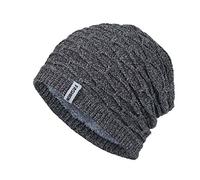 Cappello da uomo caldo a maglia grossa, morbido e spesso, carino, lavorato a maglia, per il freddo, da sci, da caccia, Grigio, Taglia unica