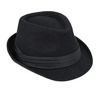 Cappello da uomo classico a tesa corta Trilby Fedora Vintage Manhattan strutturato Fedora Hat per unisex (taglia 7 1/4), nero, M