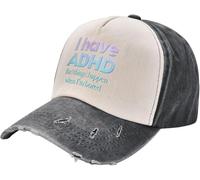 Cappello da uomo classico, caldo puro cotone。Citazioni divertenti ADHD I Have ADHD Bad Things Happen When I'm Bored Deficit di attenzione Disturbo iperattivo Neurodive Berretto da baseball multicolore