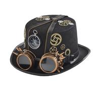 Cappello da uomo gotico steampunk, cappello a cilindro retrò per cosplay, con occhiali rimovibili, per costume da viaggiatore del , per travestimento steampunk, per adulti e uomini, 56