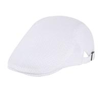 Cappello da uomo in rete traspirante a becco d'anatra, berretto da cabbie, cappello piatto morbido per le donne, bianco, Taglia unica