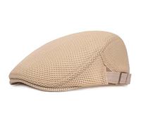 Cappello da uomo in rete traspirante a becco d'anatra, berretto da cabbie, cappello piatto morbido per le donne, Beige, Taglia unica