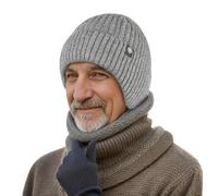 Cappello da uomo lavorato a maglia da donna con paraorecchie cappelli invernali da uomo berretto in lana caldo con paraorecchie cappello da cacciatore di santi, Grigio, Taglia unica