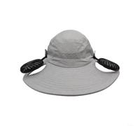 Cappello da ventilatore con ricarica USB con 3 velocità, cappello da pescatore regolabile per pesca e sport all'aria aperta, protezione dai raggi UV con tesa larga, per uomini e donne (non rimovibile
