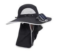 Cappello da Ventola Solare Largo con velocità del Regolabile per Il Sole Portatile per la Pesca dell'agricoltura da Giardinaggio, Cappello di Raffreddamento Traspirante per Uomini (Black)