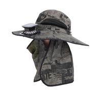 Cappello da Ventola Solare Largo con velocità del Regolabile per Il Sole Portatile per la Pesca dell'agricoltura da Giardinaggio, Cappello di Raffreddamento Traspirante per Uomini (Dipinto