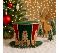 Cappello Decorativo Natalizio Bordeaux/Verde/Oro - Elegante, Rifinito con Ricami e Strass, per Allestimenti, Tavole o Alberi 17cm - Varzi dal 1956