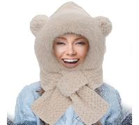 Cappello del coniglio, cappello invernale carino, sciarpa dell'orso caldo, cappello di peluche, costume dell'orso per la famiglia, gli amici, le donne, i giovani, gli anziani