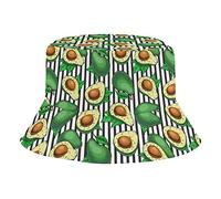 Cappello della Benna Avocado Black And White Stripes Cappello da Pesca A Tesa Larga Pieghevole Cappelli da Viaggio, per Escursionismo, Pesca, attività All'Aperto, Campeggio, 56-58cm