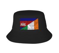 Cappello della Benna Cambodia Cambodian And Ireland Irish Irishman Triangle Flag Cappello da Pesca Moderno Pieghevole Cappelli da Viaggio, per Costumi, attività All'Aperto, Campeggio, 56-58cm