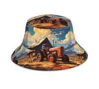 Cappello della Benna Farm Red Tractor Prints Cappello Pescatore A Tesa Larga Pieghevole Cappelli E Cappellini da Donna, per Escursionismo, Costumi, Viaggi, 56-58cm