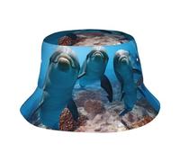 Cappello della Benna Funny Dolphin Looking At You Print Cappello da Spiaggia Pieghevole Portatile Cappelli E Cappellini da Donna, per Campeggio, Costumi, Pesca, 56-58cm