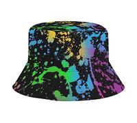 Cappello della Benna Glow in Dark Splatter Neon Cappello Pescatore Pieghevole Portatile Cappelli E Cappellini da Donna, per Escursionismo, Pesca, Viaggi, Campeggio, 56-58cm