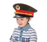 Cappello dell'esercito per bambini Cap Cadet Brim Short con Cappello Cadetto di dimensioni gratuite con cinta con badge decorativo per il palcoscenico, cosplay, Halloween
