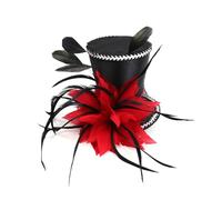 Cappello derby con piume, mini cappello a cilindro seducente e piume, cocktail party, tea party, costume da donna seducente da chiesa