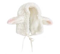 Cappello di Agnello, Morbido Cappello di Pecora di Peluche Orecchie Calde Cappelli Invernali di Animali per Le Donne per Uso Quotidiano Cosplay Bianco