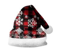 Cappello di Babbo Natale,Cappelli di Natale Spesso Morbido Cappello in Pile Double Face Cappello di Natale per Adulti con Pompom E Tesa in Pelliccia Cappello Babbo Natale Peluche per Feste