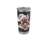 Cappello di Babbo Natale con bulldog francese, per mamma e papà Bicchiere termico in acciaio inox doppia parete