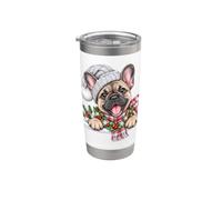 Cappello di Babbo Natale con bulldog francese, per mamma e papà Bicchiere termico in acciaio inox doppia parete