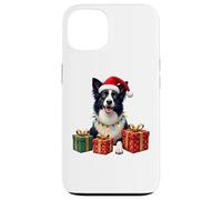 Cappello di Babbo Natale con cane Border Collie, per Natale Custodia per iPhone 13