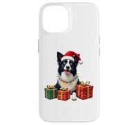 Cappello di Babbo Natale con cane Border Collie, per Natale Custodia per iPhone 14