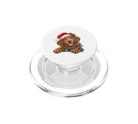 Cappello di Babbo Natale con cane marrone felice PopSockets PopGrip per MagSafe