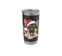 Cappello di Babbo Natale con cane pastore tedesco, mamma papà Bicchiere termico in acciaio inox doppia parete
