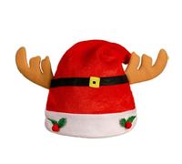 Cappello di Babbo Natale con corna/pupazzo di neve per feste a tema, cappello con pompon per tutte le età, cappello di Babbo Natale per riunioni di famiglia