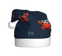 Cappello di Babbo Natale con granchi carini con grandi occhi di Babbo Natale adulto copricapo di Natale novità cappello di Natale