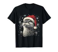 Cappello di Babbo Natale con lontra Marina Divertente e Carino per Amanti degli Animali Maglietta