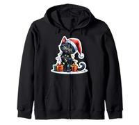 Cappello di Babbo Natale con luci per Albero di Natale, Gatto Nero Felpa con Cappuccio