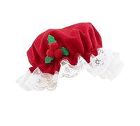 Cappello di Babbo Natale con pizzo rosso con vischio per feste di Natale vestire cosplay cofano cappello signora cappello per le donne