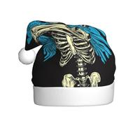 Cappello di Babbo Natale con scheletro angelo con ali blu, cappello natalizio per adulti