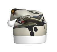 Cappello di Babbo Natale con stampa di aeromobili della seconda guerra mondiale Airplane02 per adulti, donne, uomini, cappello di Natale per Capodanno festa festiva