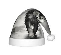 Cappello di Babbo Natale con stampa di cane gatto che piove, comodo per feste in costume di Natale ed eventi di festa
