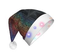 Cappello di Babbo Natale con stampa olografica di sogni con luci a LED, divertenti cappelli di Natale per adulti per feste di Capodanno