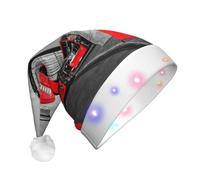 Cappello di Babbo Natale con stampa telefonica retrò Inghilterra Regno Unito con luci a LED, divertenti cappelli di Natale per adulti per Capodanno vacanze forniture per feste