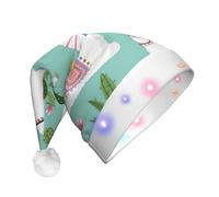 Cappello di Babbo Natale con stampa tropicale Llama Alpaca Cactus Flower con luci a LED, divertenti cappelli di Natale per adulti per Capodanno forniture per feste di vacanza