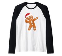 Cappello di Babbo Natale Dabbing Ginger Bread Natale Maglia con Maniche Raglan
