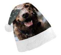 Cappello di Babbo Natale divertente cappello di Natale felice cane sotto la pioggia cappelli di Natale per adulti morbido peluche cappello di Babbo Natale comfort cappello di Natale