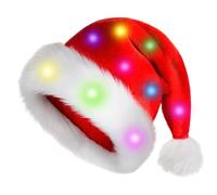 Cappello di Babbo Natale illuminato - Peluche 32 x 45 cm | Cappello cambia