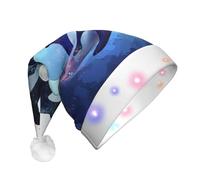 Cappello di Babbo Natale in peluche con luci a LED Orca Killer Whale Cappelli di Natale per adulti