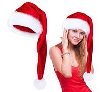 Cappello Di Babbo Natale Lungo - Cappello Di Babbo Natale, Cappello Di Babbo Natale Extra Large - Cappelli Lunghi Di Elfo Di Natale In Morbido Velluto | Cappelli Lunghi Di Elfi Di Natale In Morbido