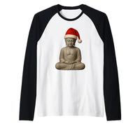 Cappello di Babbo Natale meditando Buddha Zen Divertente Vacanza Natale Maglia con Maniche Raglan