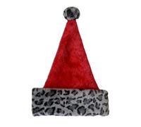Cappello Di Babbo Natale,Morbido e Caldo per la Stagione Invernale e le Feste | Cappello in Peluche con Stampa Leopardo | Per Fotografia Sfilata Cosplay Festa Anno Nuovo Famiglia Amici Madre Fidanzata