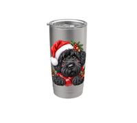 Cappello di Babbo Natale nero Russian Terrier Cane Mamma Papà Bicchiere termico in acciaio inox doppia parete