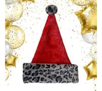 Cappello Di Babbo Natale Per Adulti - Doppio Strato Elegante E Morbido,Cappello Di Babbo Natale In Peluche Con Stampa Leopardo - Per Fotografia Sfilata Cosplay Festa Anno Nuovo Famiglia Amici Madre Fi