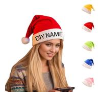 Cappello di Babbo Natale personalizzato, unisex, in morbido peluche, classico cappello di Babbo Natale, spesso e confortevole, in velluto, per Natale, Capodanno, feste a tema