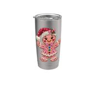 Cappello di Babbo Natale rosa con pan di zenzero per bambine e donne Bicchiere termico in acciaio inox doppia parete